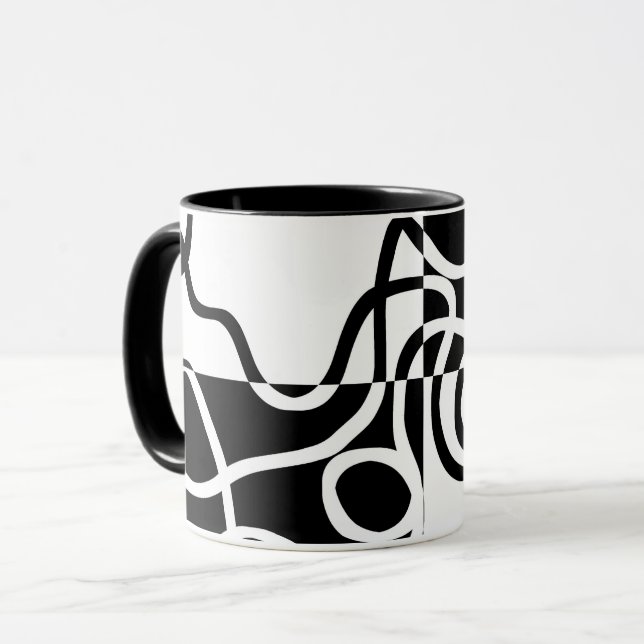 Mug Persuasion linéaire II : noir et blanc Abstrait (Devant gauche)