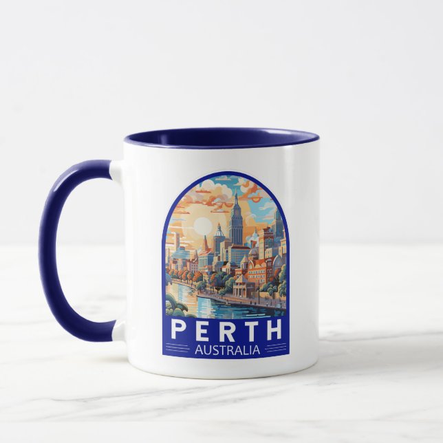 Mug Perth Australia Travel Art Vintage (Gauche)