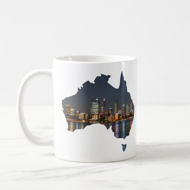 Mug Perth, Australie, Skyline par réflexions nocturnes (Gauche)