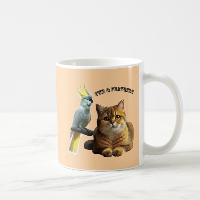 Mug Pet Lover British Shorthair Cat & Cockatoo Bird (Droite)