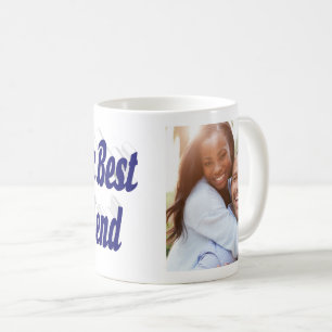 Mug Petit ami Photo avec script bleu foncé