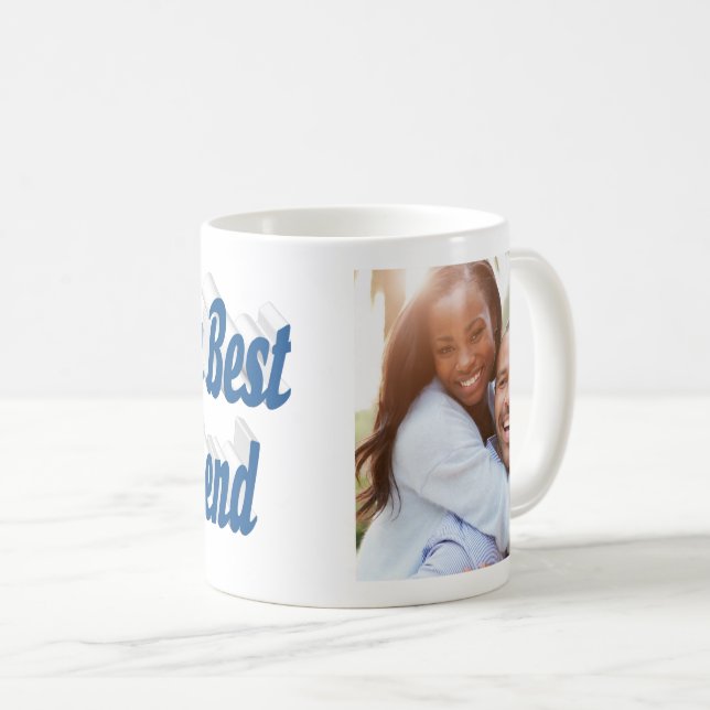 Mug Petit ami Photo avec script bleu mer (Devant droit)