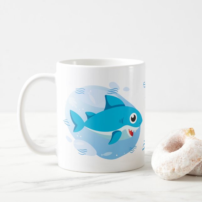 Mug Petit bébé requin - Bleu (Avec donut)