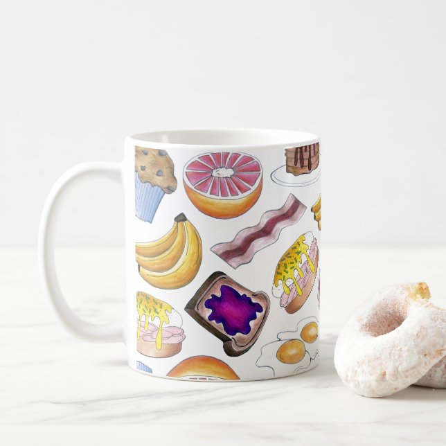 Mug Petit-déjeuner Aliments Bacon Pancake Muffin Banan (Avec donut)