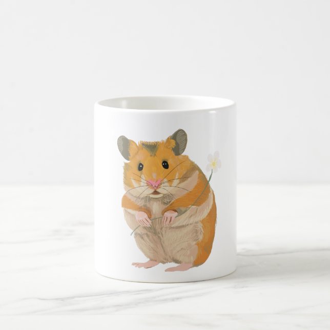 Mug Petit hamster mignon tenant une fleur (Centre)