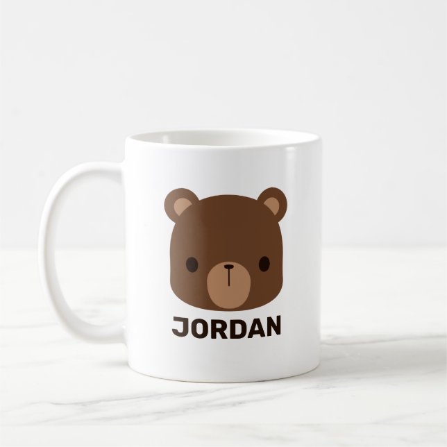 Mug Petit ours Brown mignon avec nom personnalisé (Gauche)