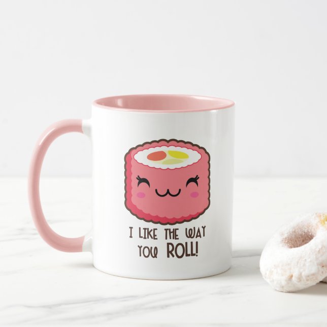 Mug Petit pain de sushi Emoji (Avec donut)