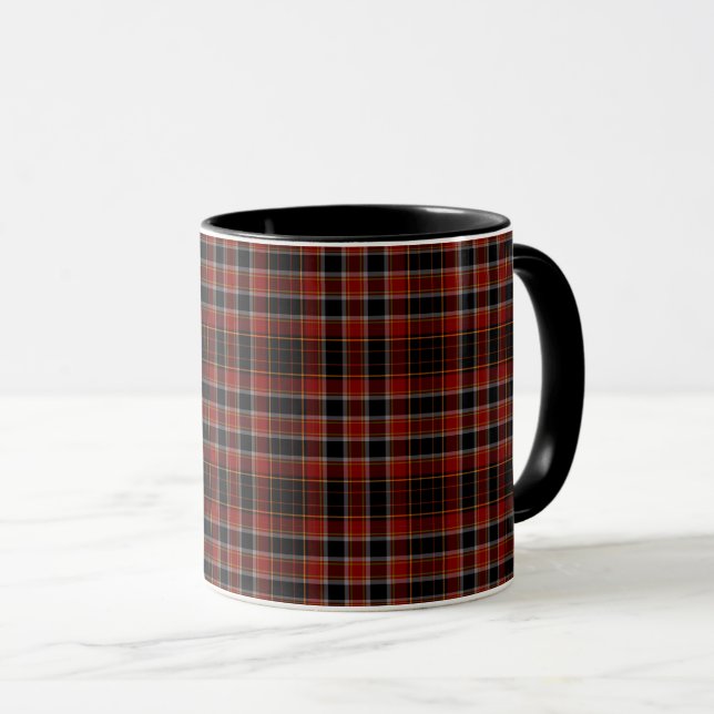 Mug Petit plaid de tartan rouge noir d'or jaune (Devant droit)