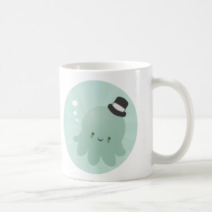 Mug Petit poulpe mignon utilisant un casquette