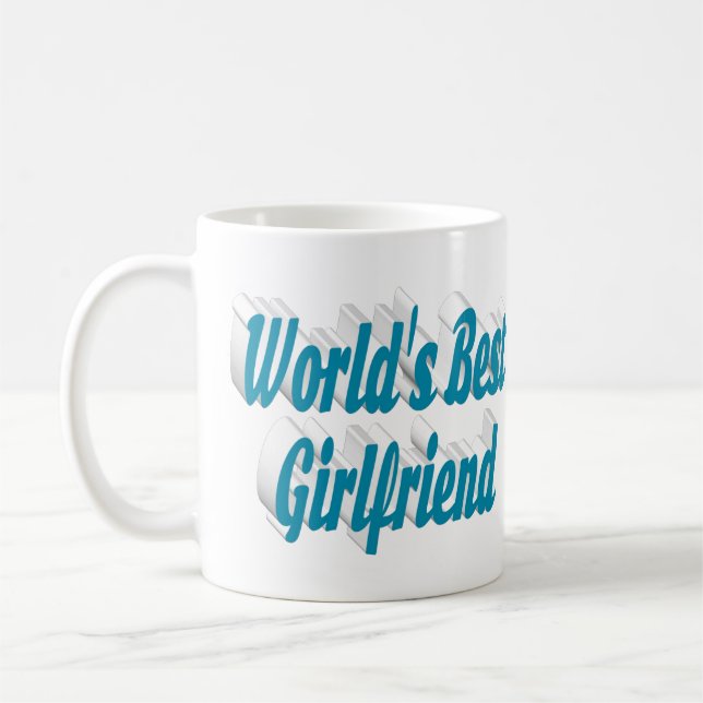 Mug Petite amie avec demi-typographie bleu ciel (Gauche)