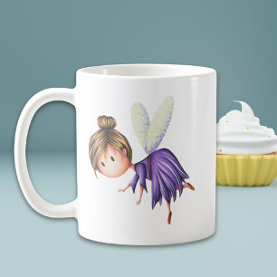 Mug Petite Fée Volant dans Robe violette unique