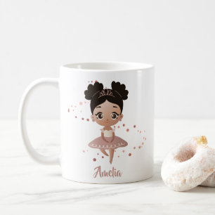 Mug Petite fille Danser Ballerina Princesse, Or Rose