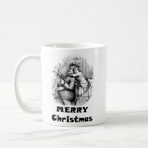 Mug Petite fille qui embrasse le Père Noël Art de Noël