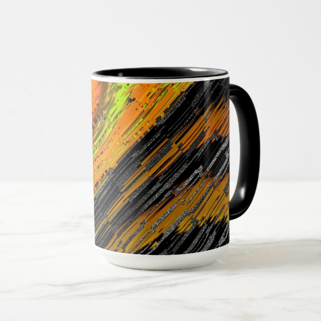 Mug Petite mosaïque jaunâtre et style déformé (Devant droit)