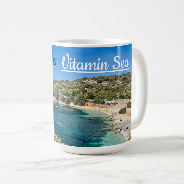 Mug petite plage en Sardaigne avec eau turquoise (Devant droit)