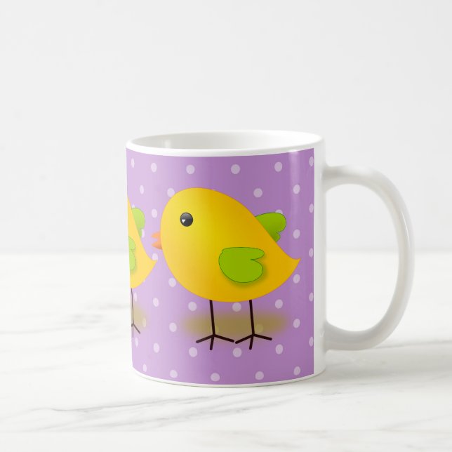 Mug Petite poussette jaune violet Pois (Droite)