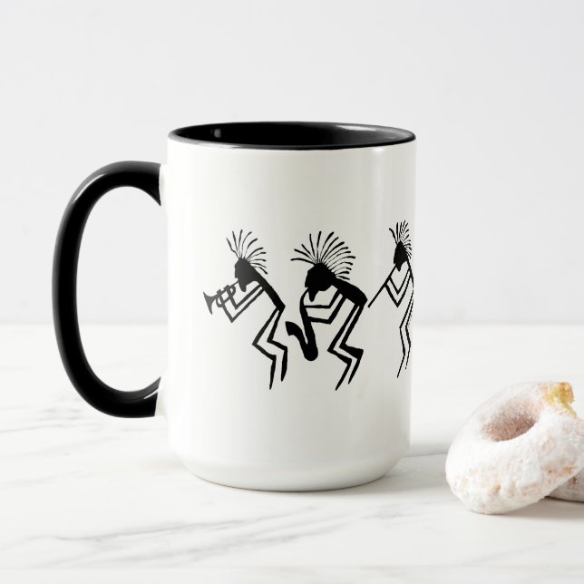 Mug Petroglyphe Kokopelli Horn and Flute Player (Avec donut)