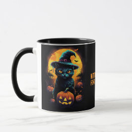 Mug PEU DE COURANT pour (nom), Halloween de chat noir
