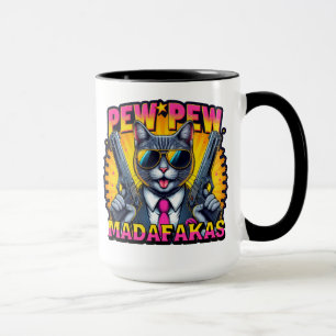 Mug Pew Pew Madafakas Cool Chat avec style et pistolet