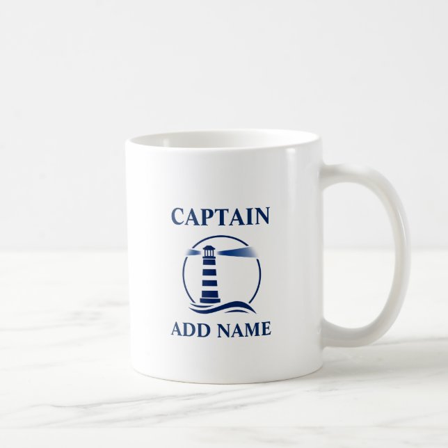 Mug Phare nautique avec nom de capitaine ou de bateau (Droite)
