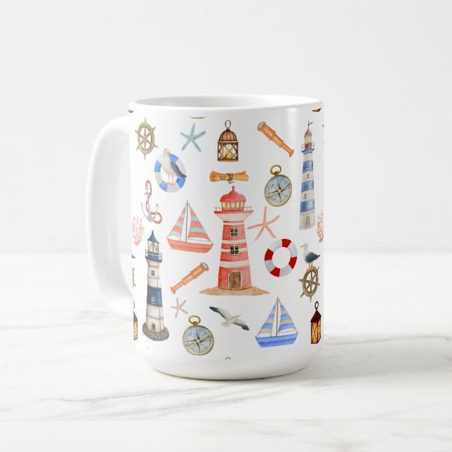 Mug Phare Nautique Et Voilier (Devant gauche)
