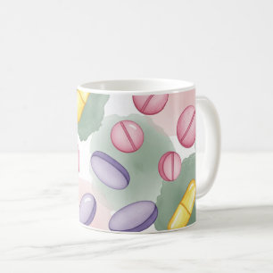 Mug Pharmacien Fond Gris Pilules Violettes