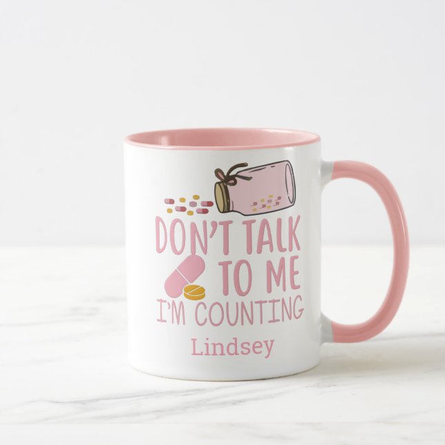 Mug Pharmacien rose drôle personnalisé / Café techniqu (Droite)