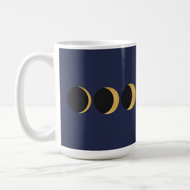 Mug Phase de lune d'or texturée sur un ciel nocturne d (Gauche)