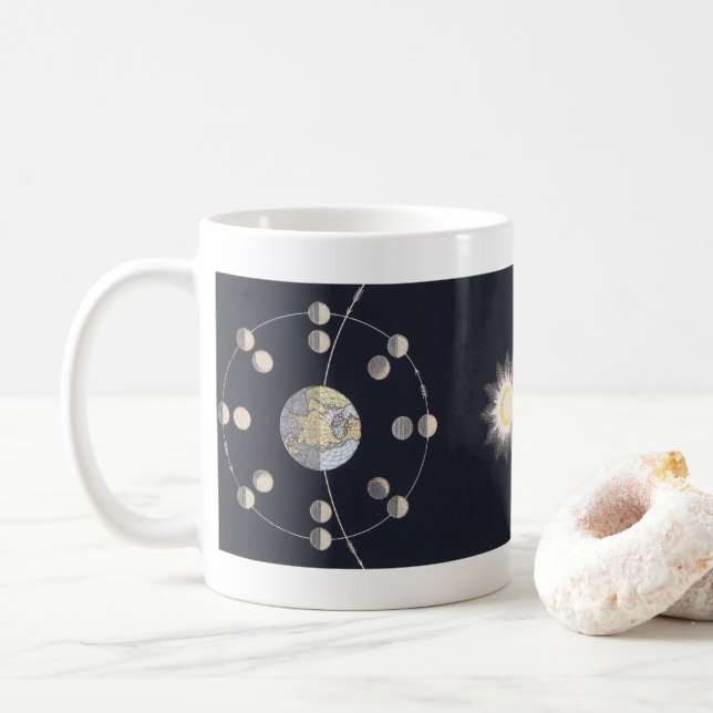 Mug Phases de la Lune avec Terre et Soleil, Astronomie (Avec donut)
