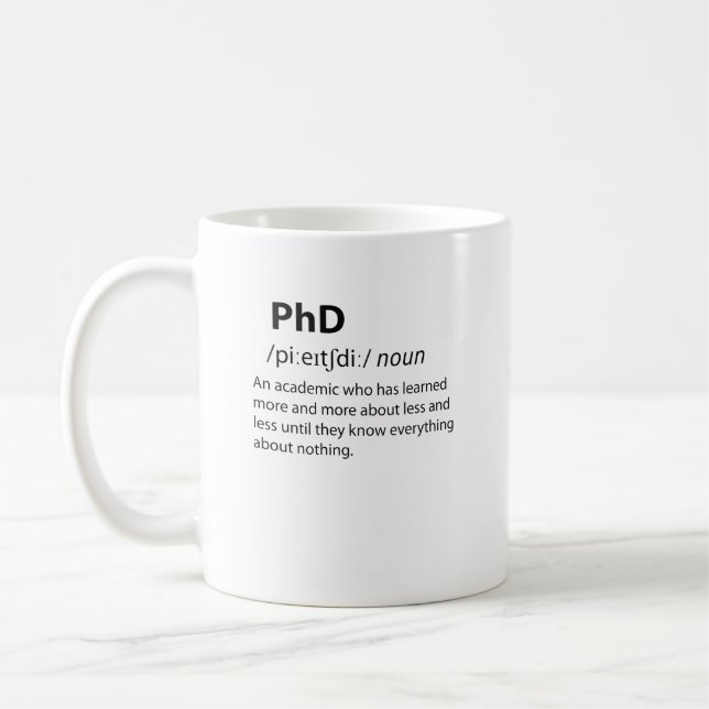 Mug PhD Drôle Dictionnaire Définition (Gauche)