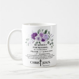 Mug Philippiens 4:6-7 Écriture Fleurs violettes pourpr