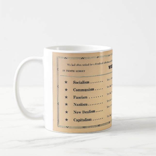 Mug Philosophie politique c.1934 Whit's Cafe (Gauche)