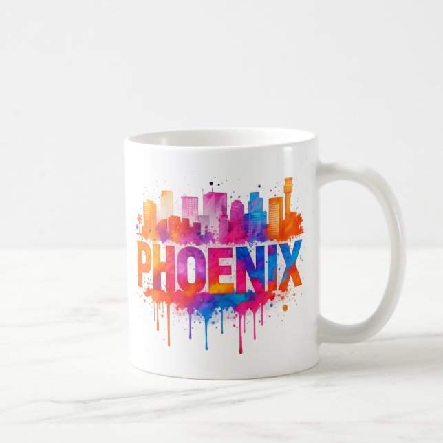 Mug Phoenix Arizona couleur Skyline Aquarelle Splash (Droite)