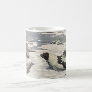 Mug Phoques à la harpe vintage dans la neige arctique 