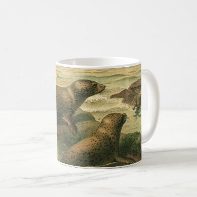 Mug Phoques léopards, Animaux aquatiques Vintages Vie  (Devant droit)