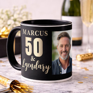 Mug Photo 50 & légendaire pour 50e anniversaire en or