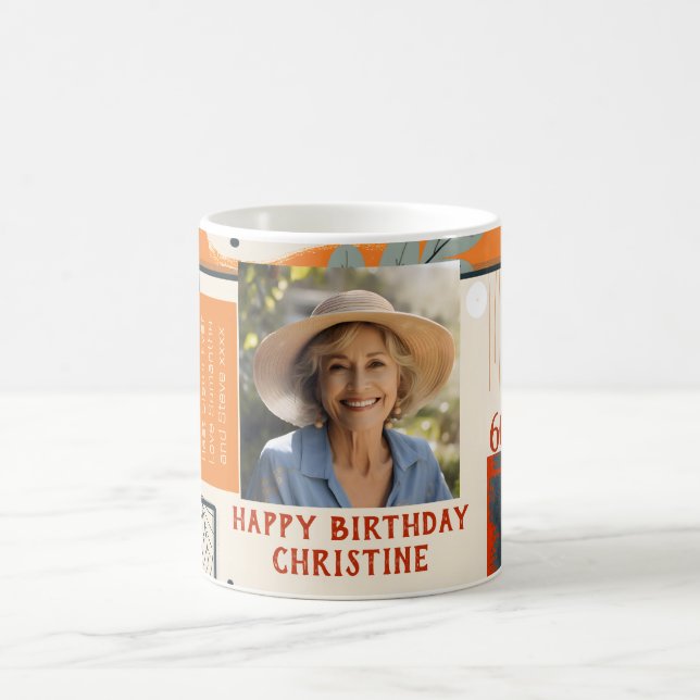 Mug Photo 60e Anniversaire Femme Couleurs Modernes (Centre)