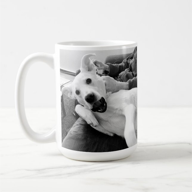 Mug Photo amusante de Happy Dog B & W Photography (Gauche)