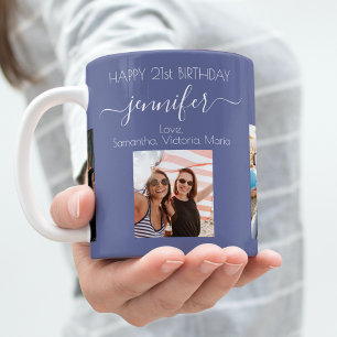 Mug Photo anniversaire meilleurs amis noms bleu foncé