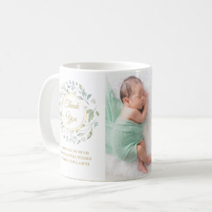 Mug Photo bébé Merci floral annonce de naissance