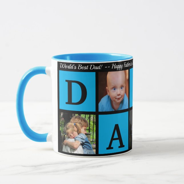Mug Photo BEST DADDY Collage Fête des pères café noir (Gauche)