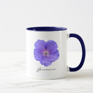 Mug Photo bleue botanique de fleur de géranium avec l