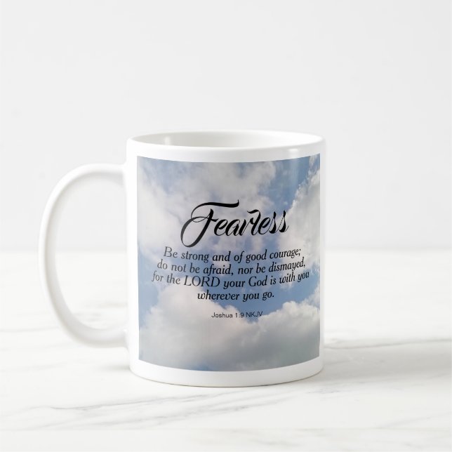 Mug Photo Blue Cloudy Sky Be Not Afraid Bible Verse (Gauche)