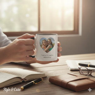 Mug Photo Cœur Meilleurs Amis Noms Personnalisés