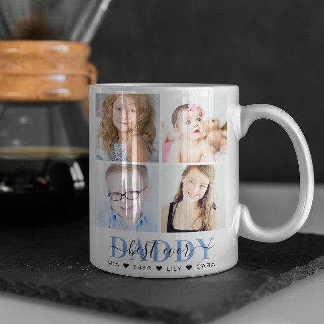 Mug Photo Collage 4 Insta "Meilleur Papa Jamais" (Créateur téléchargé)