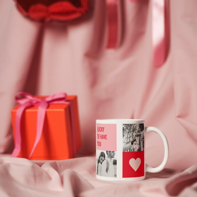 Mug Photo Collage Couple | Cadeau moderne Valentines (Créateur téléchargé)