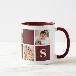 Mug Photo Collage de photos en rouge et blanc personna