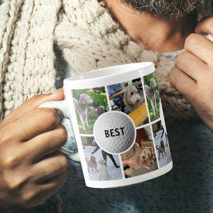 Mug Photo Collage Golf Ball Meilleur Papa Jamais