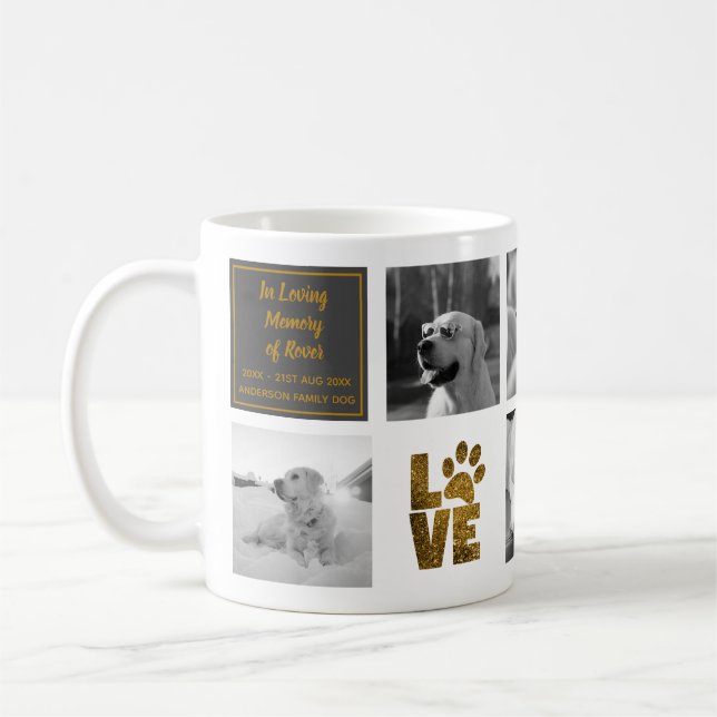 Mug Photo Collage Mémorial Chien Avec Texte Sympathie  (Gauche)
