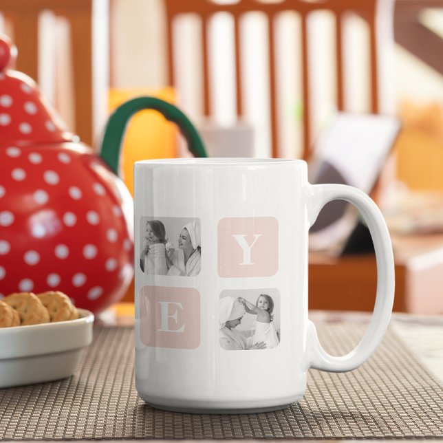 Mug Photo Collage Moderne & Cadeau Rose Pour Lovely Wi (Créateur téléchargé)